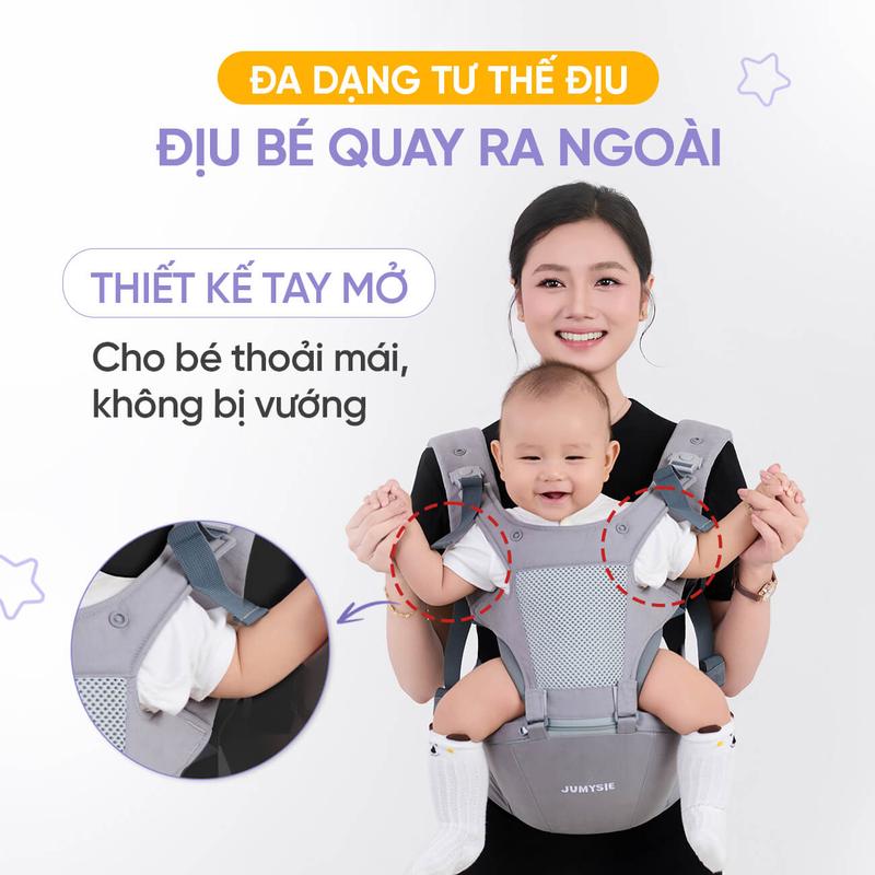 Địu Ngồi M8 Jumysie Cao Cấp – Êm Nhẹ, Trợ Lực Tốt, Siêu Thoáng Cho Bé Từ Sơ Sinh Đến 36 Tháng | BigBuy360 - bigbuy360.vn