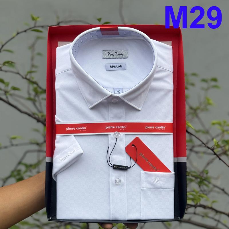  Áo Sơ Mi Pierre Cardin Ngắn Tay Vạt Ngang Cúc Dập Chữ Áo Sơ Mi Nam Cao Cấp Vải Mềm Mát Nhẹ Không Nhăn 