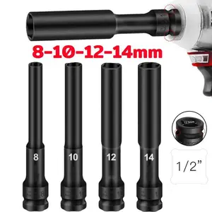 TeknoKeras Impact Wrench Kepala Soket Drive Hex Adapter 8-10-12-14mm Wrench Converter 4 Buah