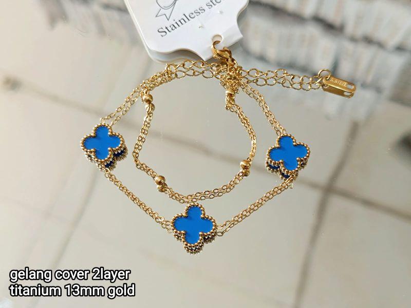 Product Introduction of Gelang Tangan Rantai Gold Bunga Boba Titanium 2 Layer Anti Karat Wanita - Bracelets 12