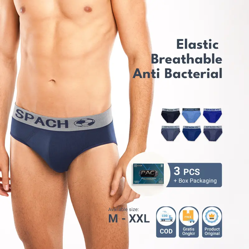 [ISI 3 PCS] T001- Spach - Celana Dalam Boxer Pria Seemless | Celana Dalam Pria L - XXL | Elastis, Nyaman, Lembut 0