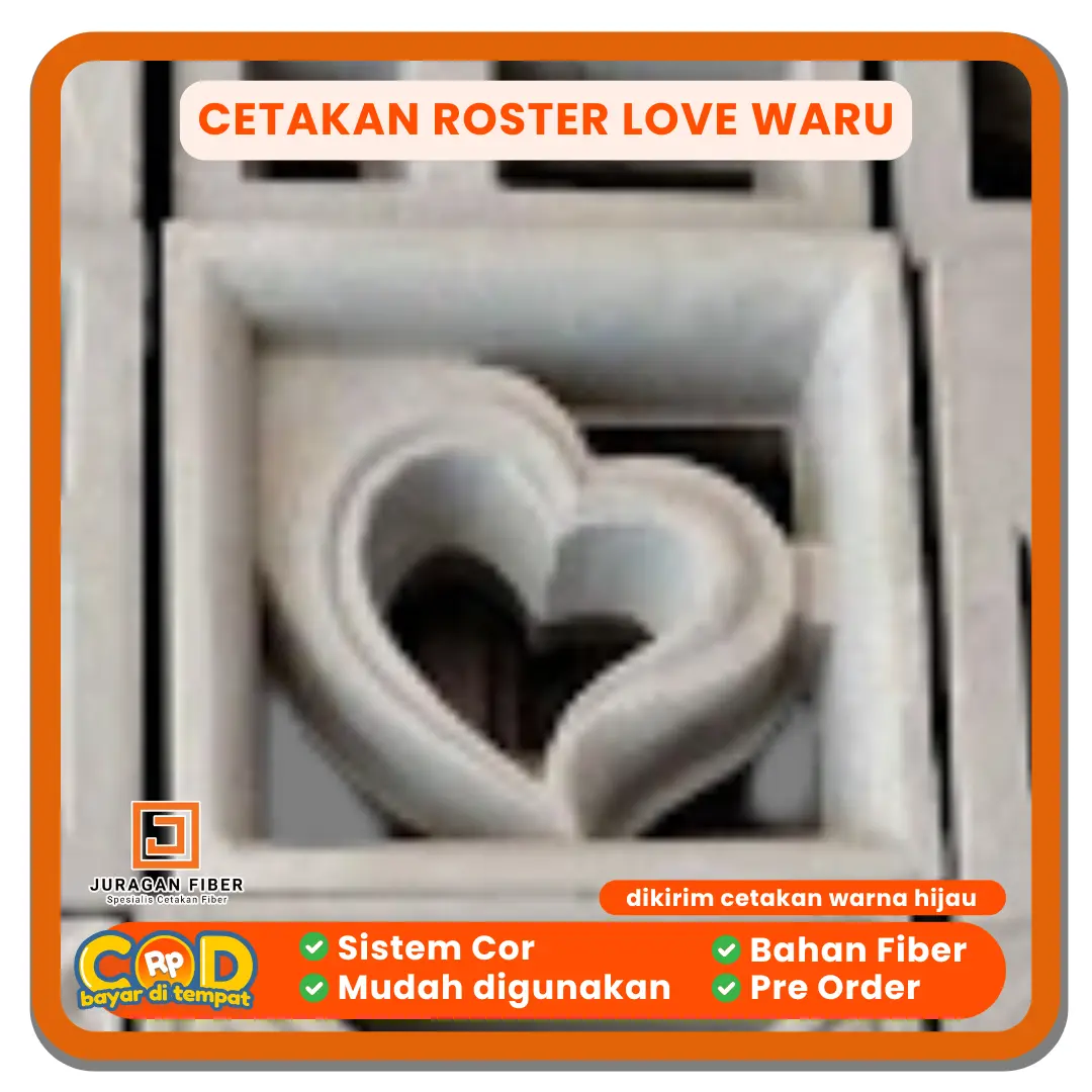 Cetakan Roster Fiber 2 Muka Motif Love Waru