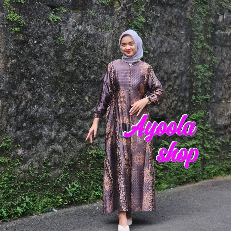 Gamis Sahira Silk / Dress Batik DioraSilk / M - 6L Muslim Wanita Panjang Samping 2