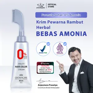 [ Kualitas Terbaik, Hasil Instan] Halal-CrownCare Hair Coloring Cream Penghitam Rambut Uban | Sisir Pewarna CC | Fruit-scented Krim Pewarna Rambut Wangi Membantu menghitamkan uban, menghitamkan rambut Dengan Sisir Cat Dye No SLS Ammonia free