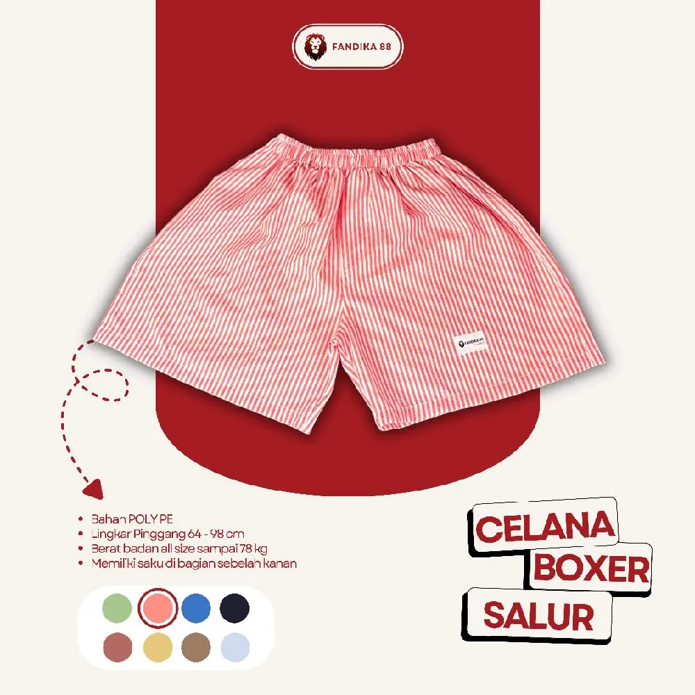 Fandika Fashion Celana Stripe Pants Basic Celana Pendek Boxer Salur Cocok untuk Pria dan Wanita