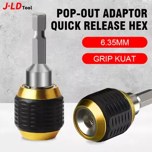 JLD Pop-out Adaptor Quick Release Hex 6.35MM Aluminium Anti Karat Alat Sambung Cepat Untuk Mesin Bor Aksesori Bor Quick Change Penyambung Mata Bor Hex