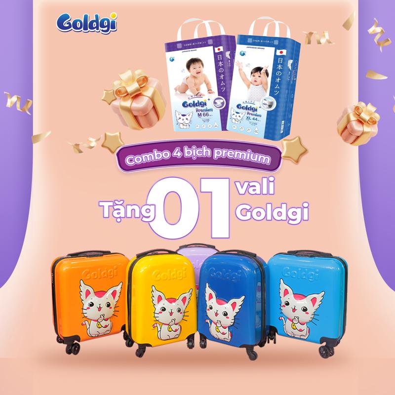 Tặng Vali Combo 4 Bịch Tã Goldgi Premium Đủ Size NB - XXL