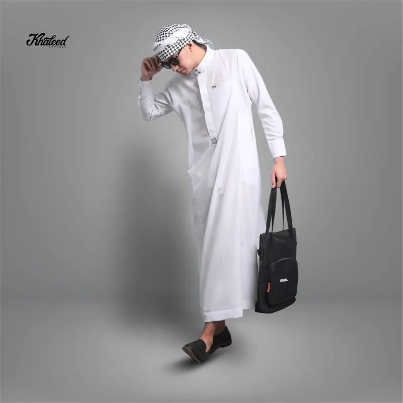 Jubah Slimfit Fawaz Dewasa Putih Khaleed Apparel 1