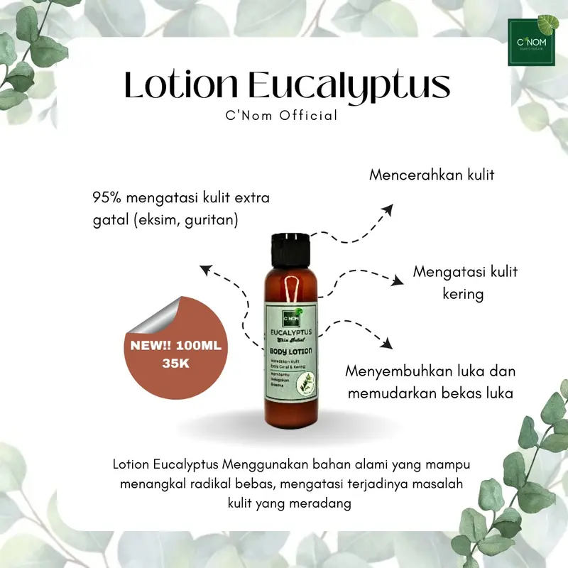 Bodywash dan Lotion Eucalyptus 100ml NEW! Eksim kulit gatal sensitif dan kering, Biang keringat alergi infeksi anak anak remaja dan dewasa 4