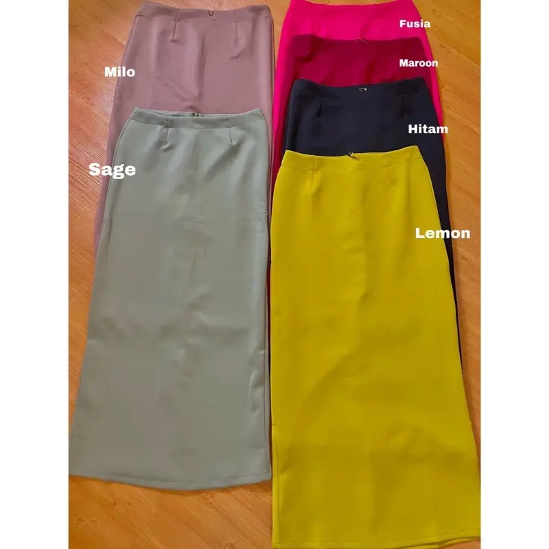 MM- Rok Span  Scuba Premium Panjang Nyaman Wanita Hitam  Cewek Basic Kerja Melar Casual Formal 5