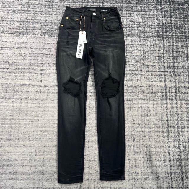 Quần Jean Pu Pồ 16 Đen Rách Gối To 4 Cúc Loại 1 Tag Lụa+Cúc Đồng+Túi Vải