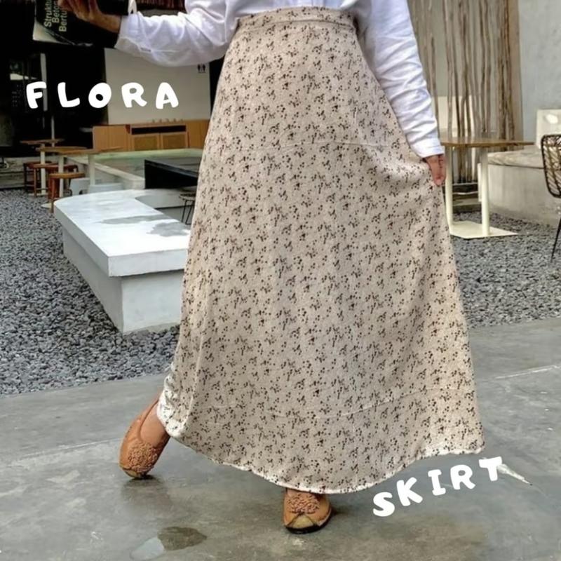 Product Introduction of Floral Skirt | Rok motif bunga| Korean skirt | Rok A line | pattern midi skirt | Korean Style | Rok wanita Panjang Casual Bawahan 24