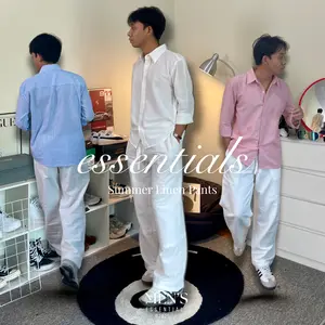 SUMMER LINEN PANTS MEN'S ESSENTIALS | Celana Linen Longgar Musim Panas Casual Clean Outfit