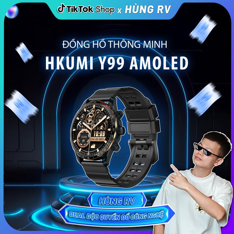 [HKUMI x HÙNG RV]Đồng hồ thông minh HKUMI Y99, Bán Chạy Y99, 1.43AMOLED, Vật liệu hợp kim kẽm, Theo dõi sức khỏe oxy trong máu thực sự, Thích hợp cho thể thao, Không thấm nước, Bluetooth Đồng hồ, smart watch Y99