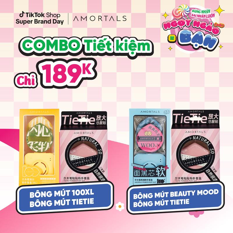 [AMORTALS DEAL GIỚI HẠN]  - Combo Set Mut 100XL & Mút Beauty Mood + Bông Mút Trang Điểm Tie Tie