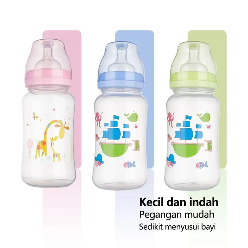 320ml Botol Susu Dot Nipple Wide Feeding Bottle Botol Cartoon botol  Berbagai Macam Mouth berisi Nipple Anti-Flatulence  AB-813 Bayi Accessories 0