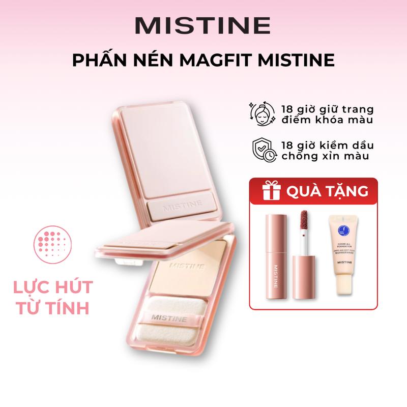 TUN PHẠM MISTINE Phấn nén kiềm dầu MAGFIT + 2 QUÀ 1 Son bóng 1 Kem nền mini