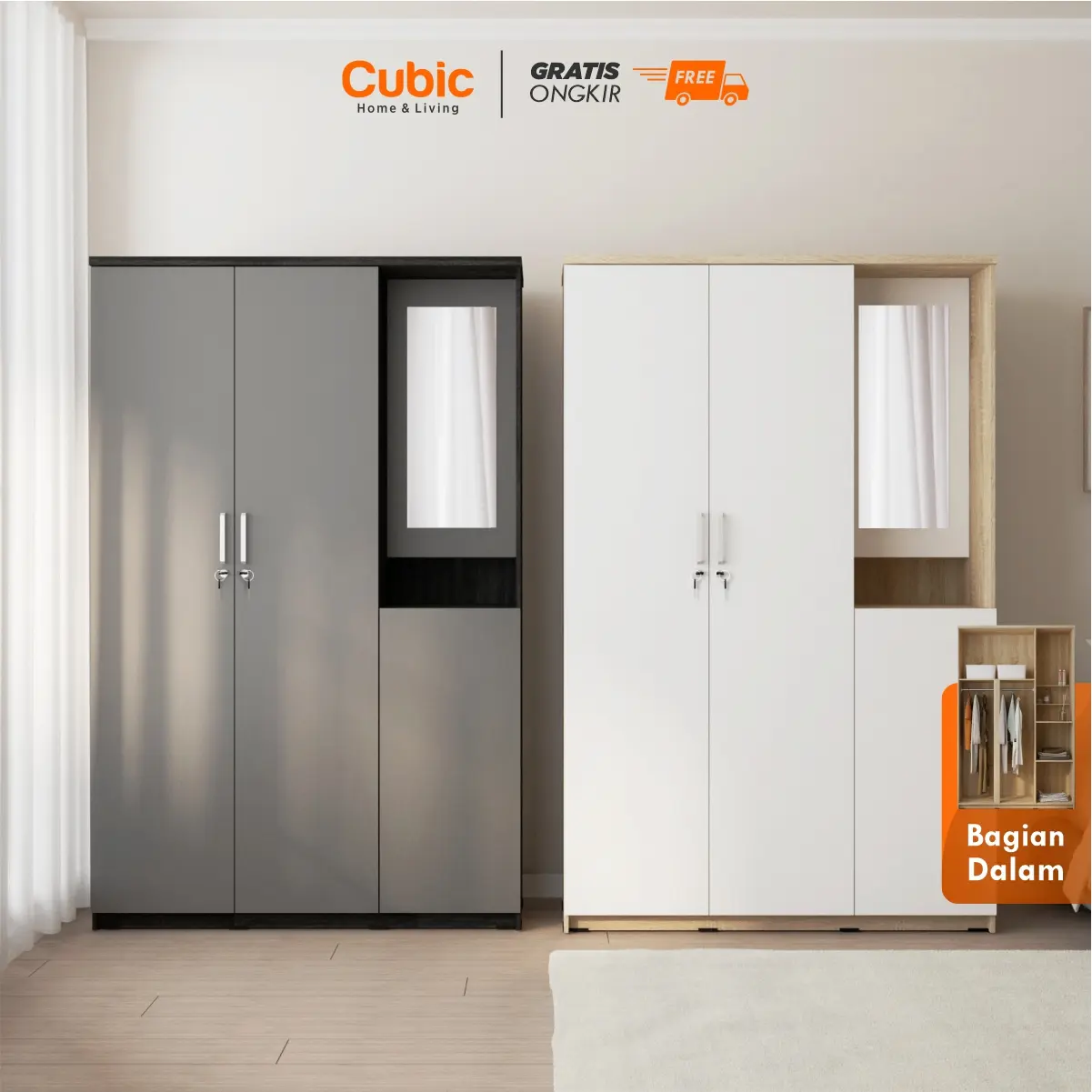Cubic Lemari Pakaian Minimalis / Wardrobe Baju / LUNA LPM 301