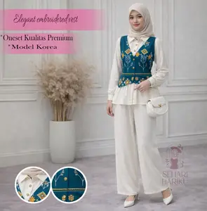 SH | One Set Vest Kitano Setelan Knit Combi Matsilk Motif Atasan Lengan Panjang Dan Celana Panjang Wanita Casual Simple