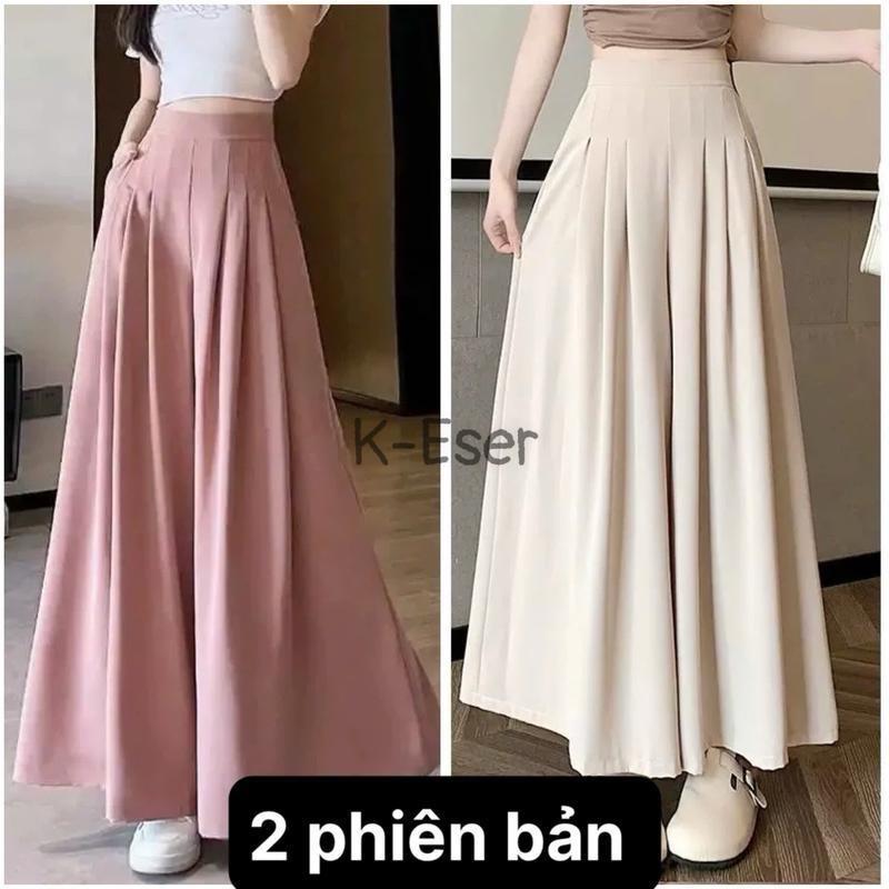 Quần ống rộng giả váy xếp ly dáng dài có BIG SIZE chất vải GOLD KOREA  mềm mại đứng form Nữ Voi, Thu Đông Xuân Hè(831) Ong Pants Women