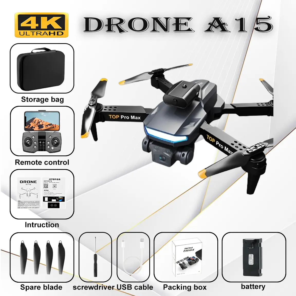 Drone A15 Long Endurance dengan Kemampuan Penghindaran Halangan Maju dan Dua Kamera Definisi Tinggi untuk Orang Dewasa dan Fotografer Udara Remote