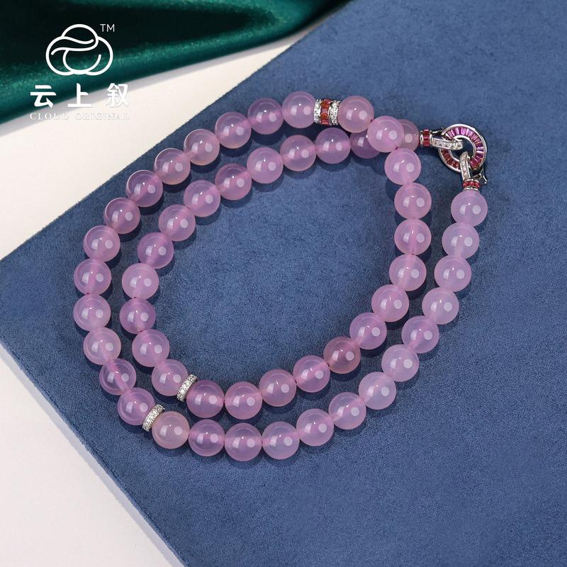 Product Introduction of Cloud Jewelry Violet Purple 10mm Chalcedony Necklace-Dark or light color 8