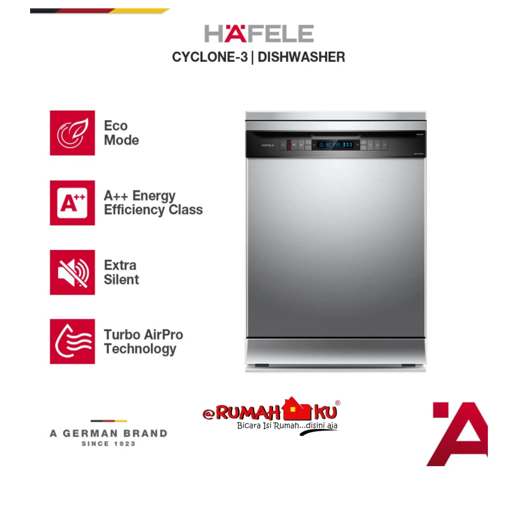 Hafele Dishwasher with UV dan Turbo air Mesin Cuci Piring Free Standing Cyclone 3