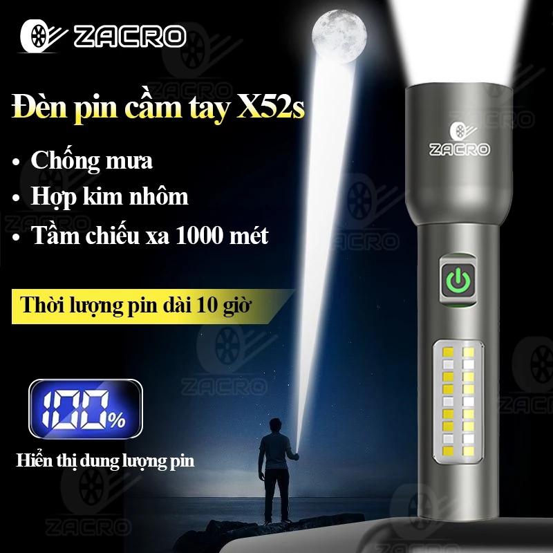 ZACRO Đèn pin siêu sáng pin trâu, nhỏ gọn bỏ túi,Đèn pin cảnh sát,Tính năng thu phóng,Hiển thị,Hợp kim nhôm,sáng trắng+đỏ