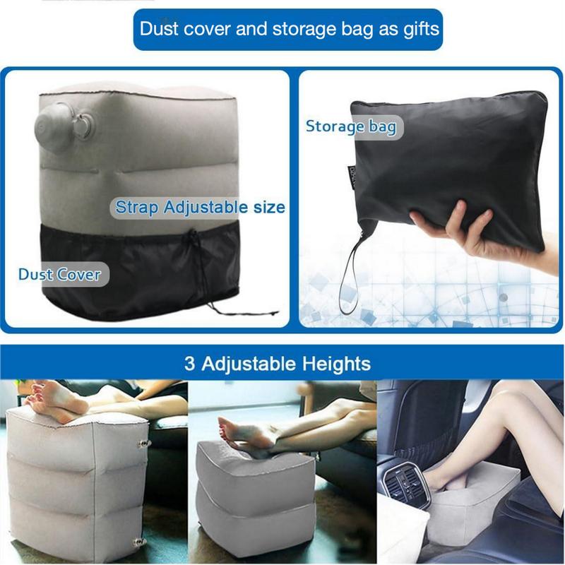 Product Introduction of Press Type Inflatable Travel Foot Rest Pillow - Travel Foot Rest for Airplane Flights, Car Seat, Foot Rest for Kids, Adjustable Height, Footrest Pillow with Pump for Office,Airplane,Train,Cars,Home 17