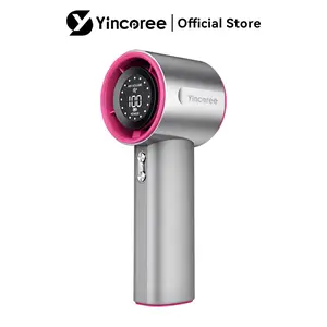 Yincoree Kipas Tangan Portabel Kecepatan Tinggi 100 Gigi 3 Mode Turbo 12m/s Baterai 4000mAh USB-C Ringan 330g untuk Performa Tinggi & Ringan