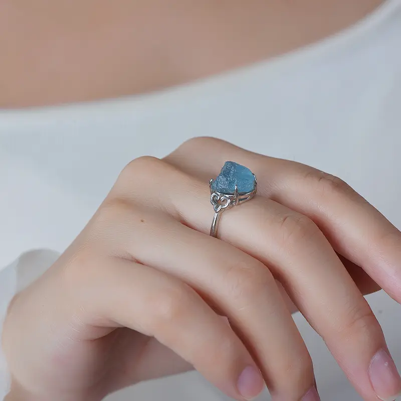 Nhẫn Aquamarine, Pha Lê Tự Nhiên, Dành Cho Phụ Nữ Và Nam Giới, Đẹp Mắt, Khí Quyển