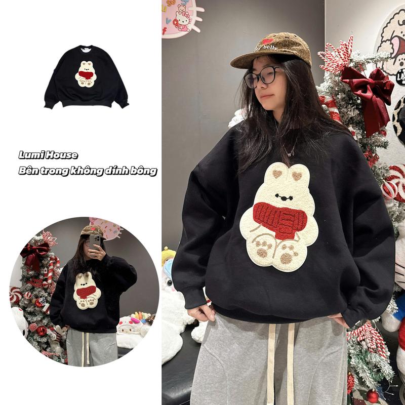 ( MỞ BÁN) ( MID AUTUMN) LUMI HOUSE ÁO SWEATER NỈ HAI LỚP DÀY DẶN FORM RỘNG MÙA THU ĐÔNG BẢN THÊU THỎ BÔNG TRUNG THU NEW SEASONS 2025
