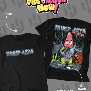 Hurip Jaya - Koleksi T-Shirt Hitam dengan Desain Karakter Unik dan Detail Belakang yang Menarik