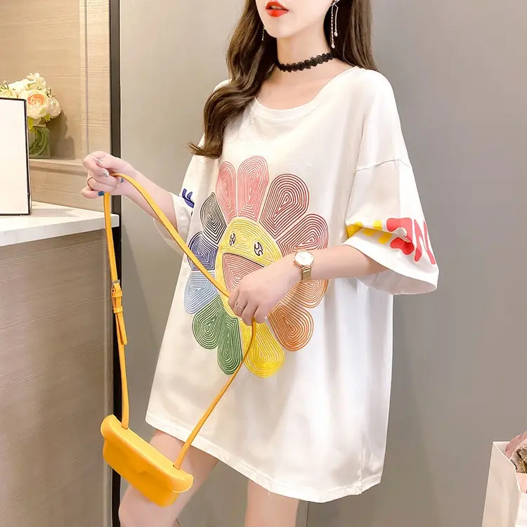 Kaos Oversize , Baju T-shirt Wanita Bahan Katun Campuran Adem CODE V1201 0