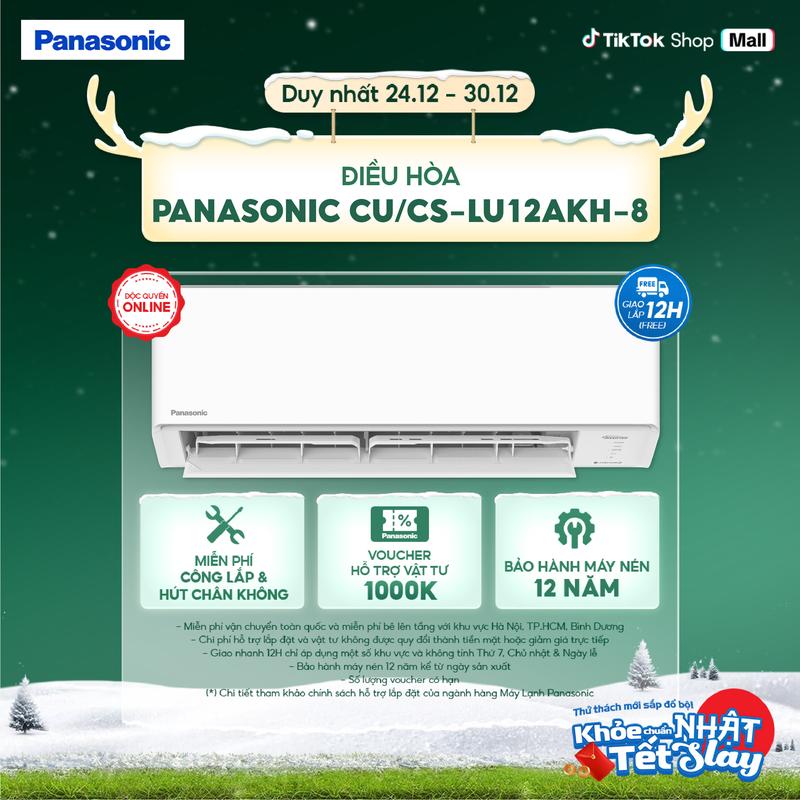  Máy lạnh  Điều hòa Panasonic CU CS-LU12AKH-8 - 1.5HP - Một chiều- ECO AI - Inverter - kết nối wifi 