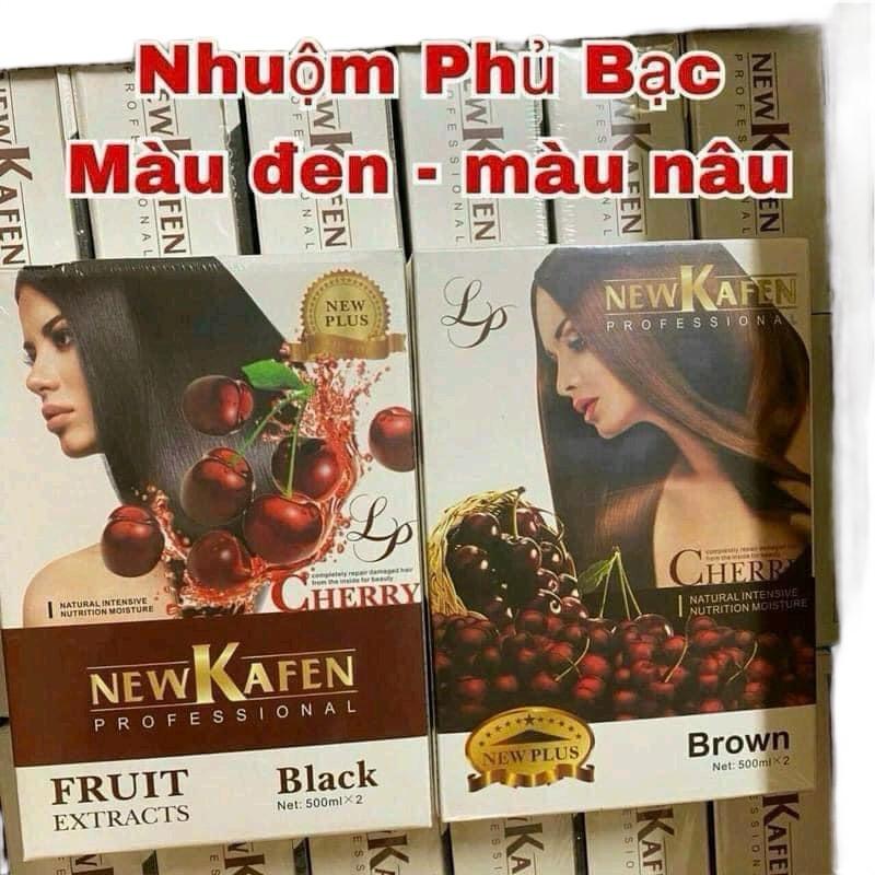 Nhuộm Phủ Bạc Thảo Dược Màu Đen Và Màu Nâu New Kafen 500x2 Đổi Màu Tóc Nhuộm Tóc Nữ