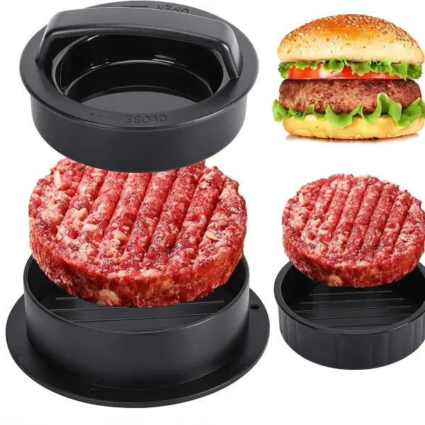 Hamburger Press Patty Maker 3 In 1 Non Stick Meat Burger Mould For Grilling BBQ Sliders PP Material