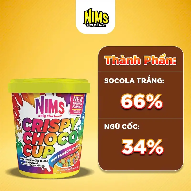 Socola trắng Cầu vồng Nims giòn tan chảy hạt khuyết 1