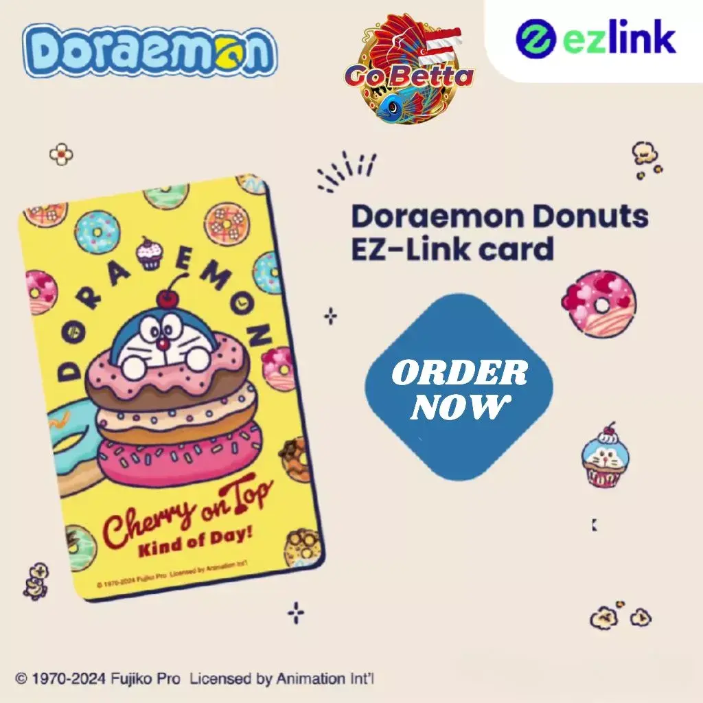 Doraemon SimplyGo EZ-Link Card MRT Bus Ez Link Cards Doraemon Donut (theme) Cherry on Top Kind of Day SimplyGo Ezlink
