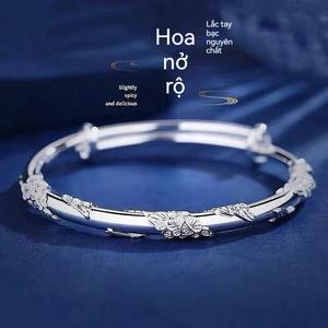 Vòng tay bạc mạ lá xanh Tái Lộc - Vòng Tay May Mắn-Phong cách ins thiết kế độc đáo - Nữ thanh lịch