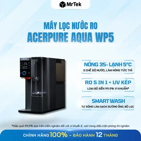 Máy lọc nước RO nóng lạnh để bàn Acerpure AQUA WP5 đun sôi 3s sạch khuẩn lọc UV kép - BH 12 tháng