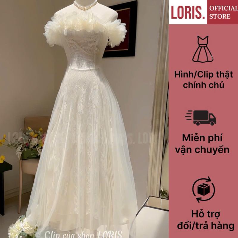  LORIS - Dasha Dress Đầm ren trắng trễ vai 