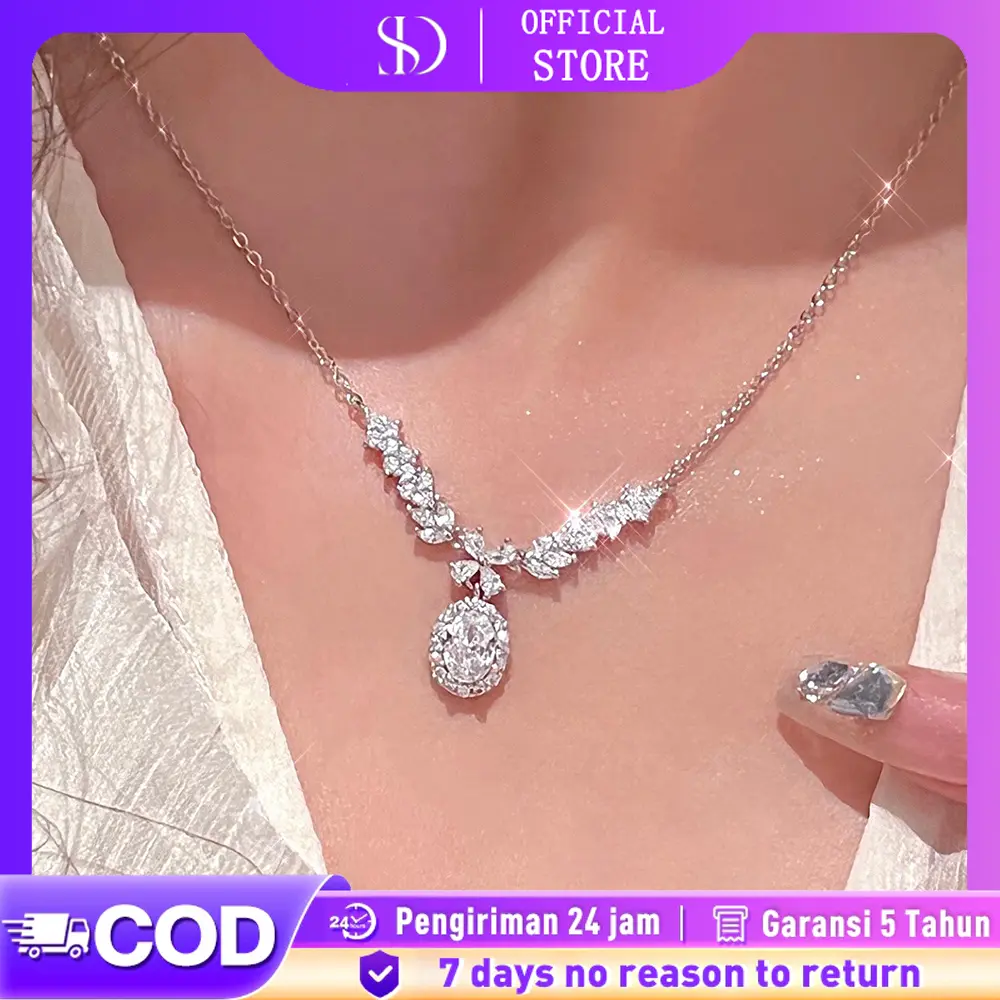 Kalung Liontin Angel Wing Batu Permata Wanita Kalung Leher Minimalis Elegan Cocok Harian Fashion Korea