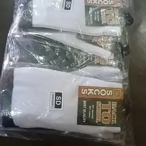 12 PASANG KAUS KAKI ANAK SEKOLAH SD SMP SMA PANJANG HITAM PUTIH BAHAN KATUN HALUS LEMBUT Kaos