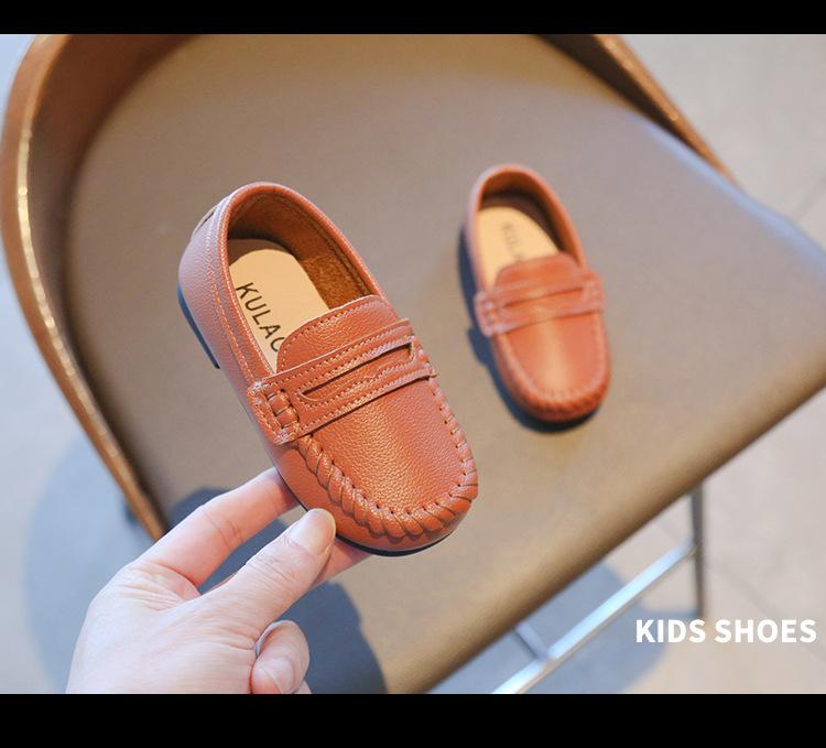 Product Introduction of Children Boys Leather Shoes 2024 Spring and Autumn Simple Slip-on Round-toe School Shoes Loafers Flats Moccasins Classic Formal 18