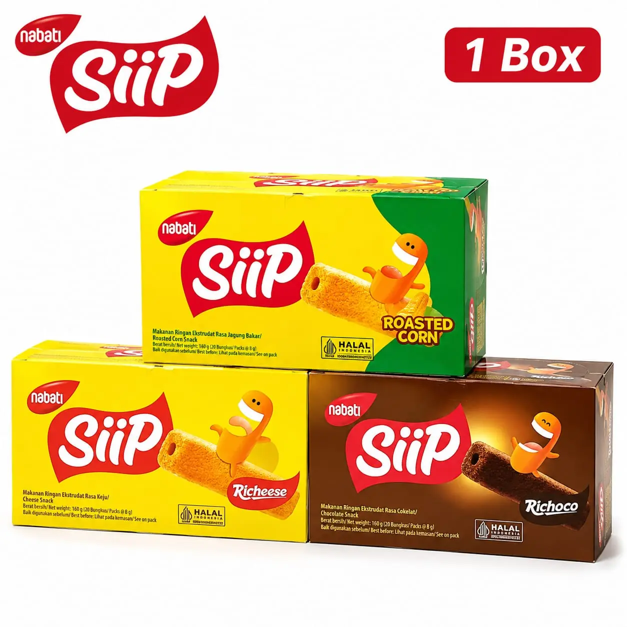 Nabati SIIP 1 Box (isi 20 Bungkus) Rasa Cokelat Keju Jagung Bakar