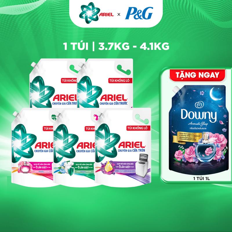 [Mua 1 tặng 1] Nước giặt Ariel cửa trên & cửa trước 3.7kg - 4.1kg các mùi hương nước hoa tặng Nước xả Downy Giấc ngủ thư thái túi 1L