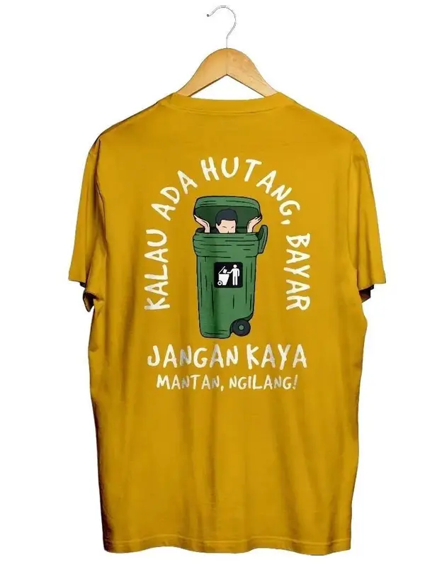 Kaos pria sablon depan belakang motif kata kata tulisan KALAU ADA UTANG BAYAR Lembut Nyaman 4