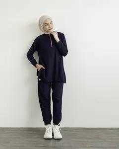 MISTYVORI l Midi Miwa Baju Olahraga Polos Oneset Muslim Sporty Panjang Olahraga Celana Wanita Hitam