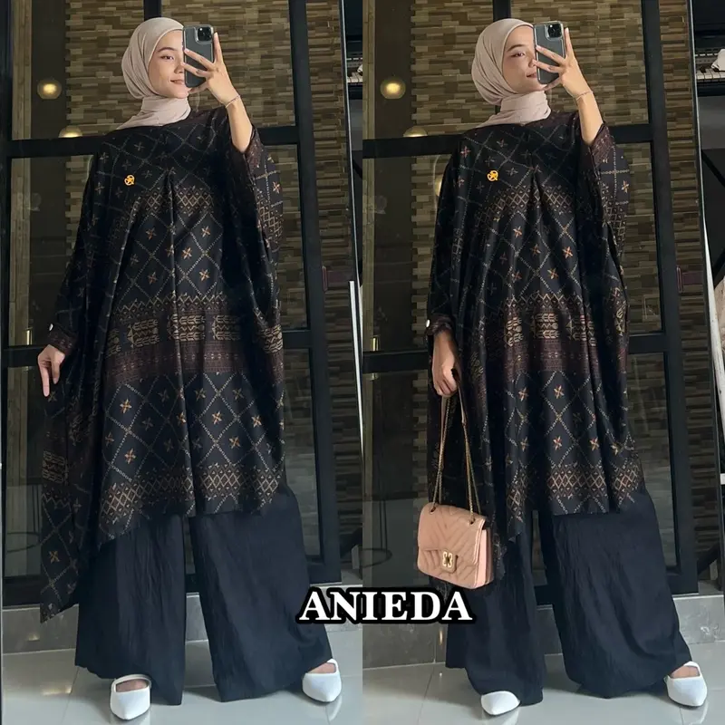 Hamidah set abaya malaya by anieda material rayon premium mix celana kulot polo linen premium 3